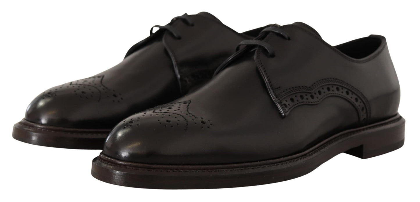 Dolce &amp; Gabbana Black Leather Dress Formal Derby Shoes