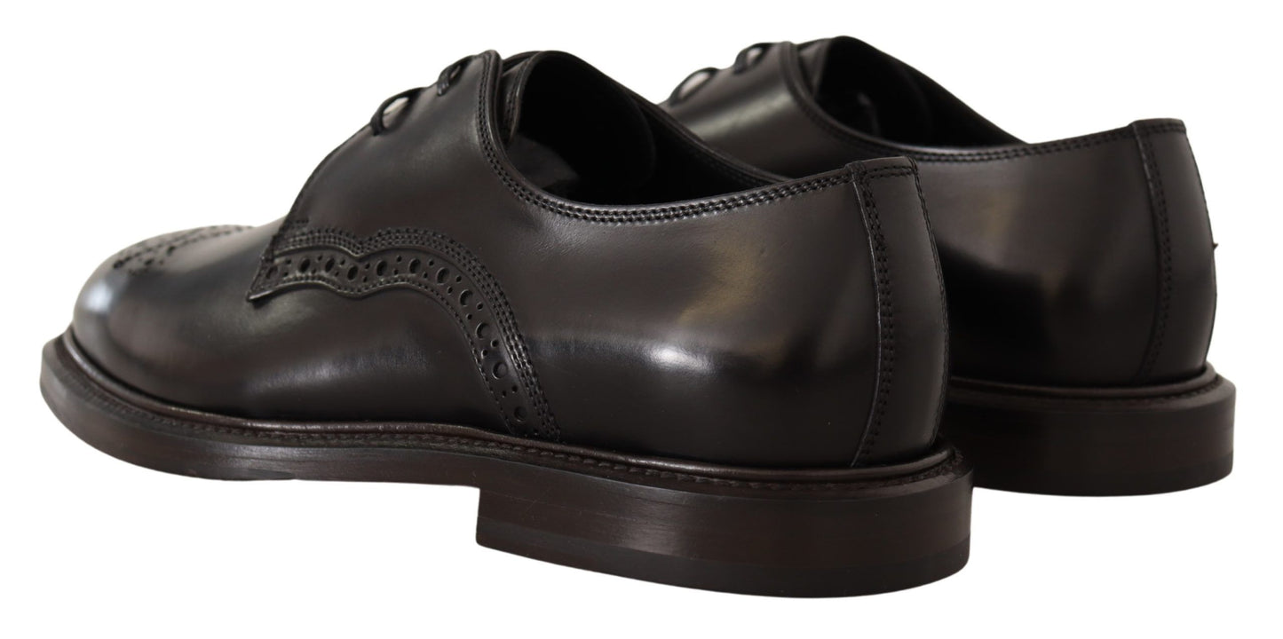 Dolce &amp; Gabbana Black Leather Dress Formal Derby Shoes