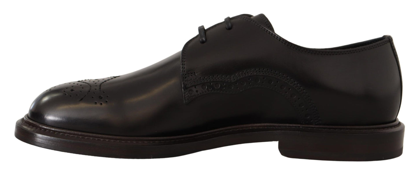 Dolce &amp; Gabbana Black Leather Dress Formal Derby Shoes