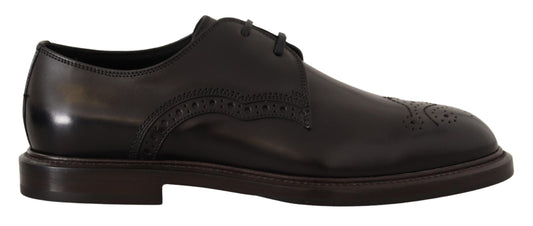 Dolce &amp; Gabbana Black Leather Dress Formal Derby Shoes