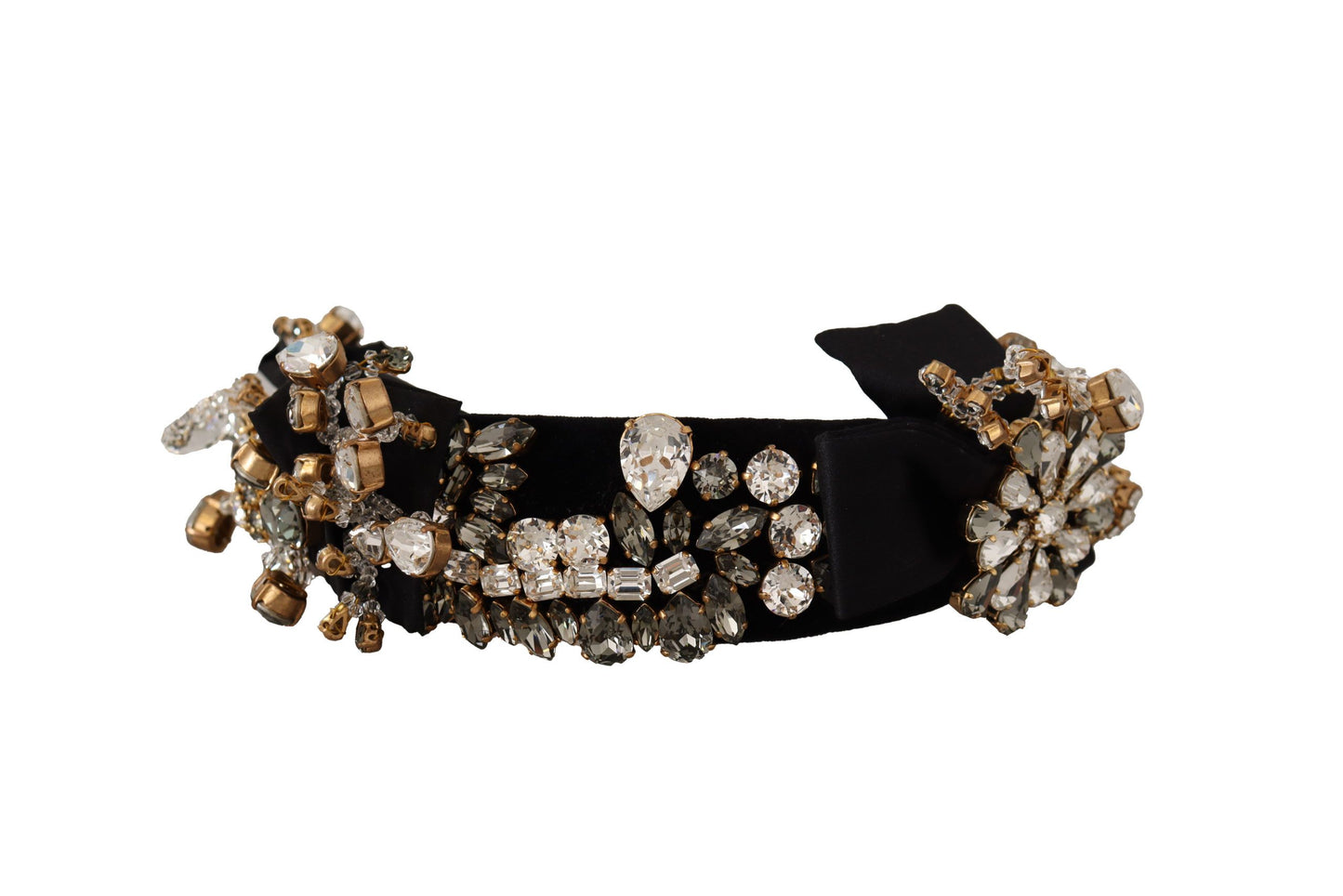 Dolce &amp; Gabbana Clear Crystal Embellished Silk Fiocco Diadem Headband