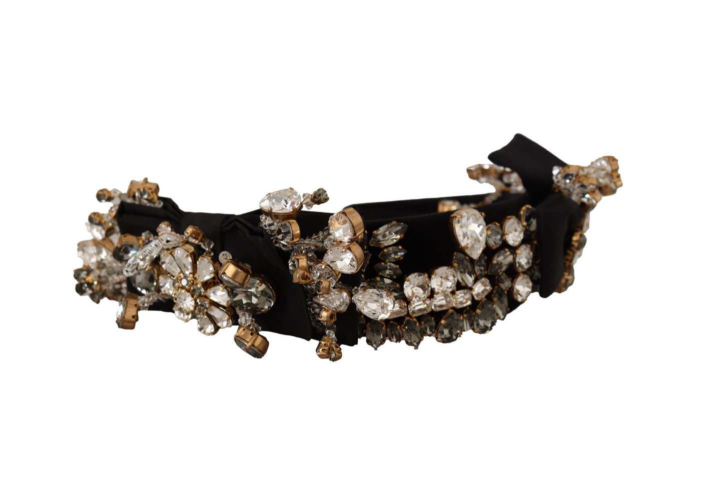 Dolce &amp; Gabbana Clear Crystal Embellished Silk Fiocco Diadem Headband