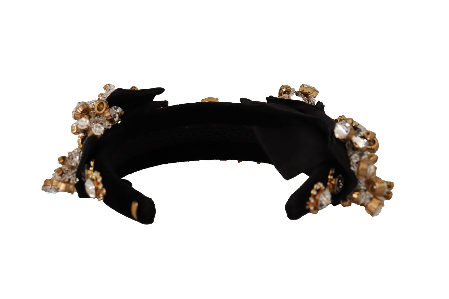 Dolce &amp; Gabbana Clear Crystal Embellished Silk Fiocco Diadem Headband