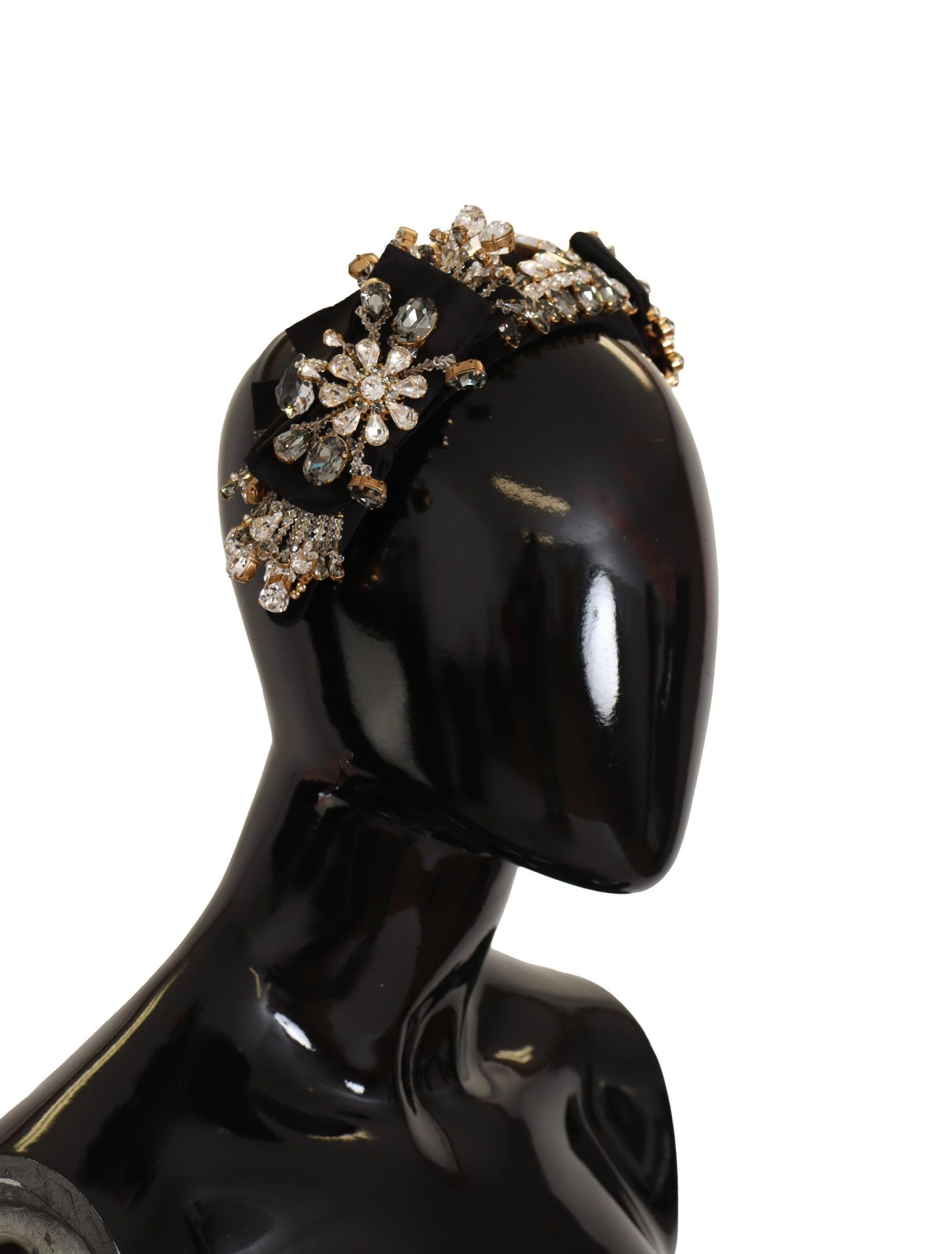 Dolce &amp; Gabbana Clear Crystal Embellished Silk Fiocco Diadem Headband