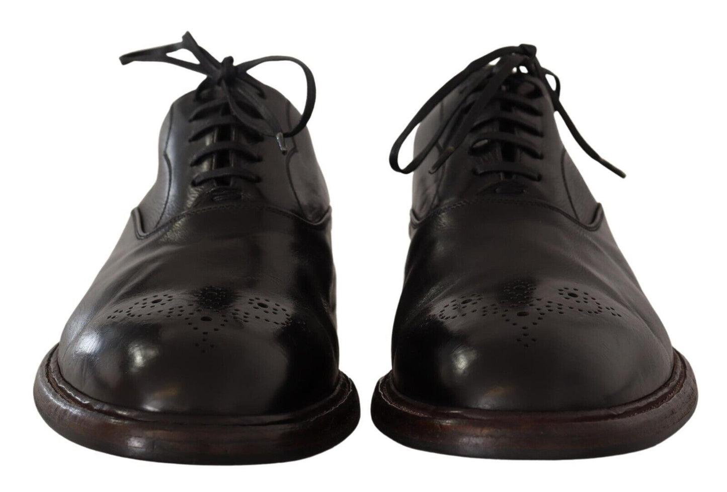 Dolce &amp; Gabbana Black Leather Mens Lace Up Derby Shoes