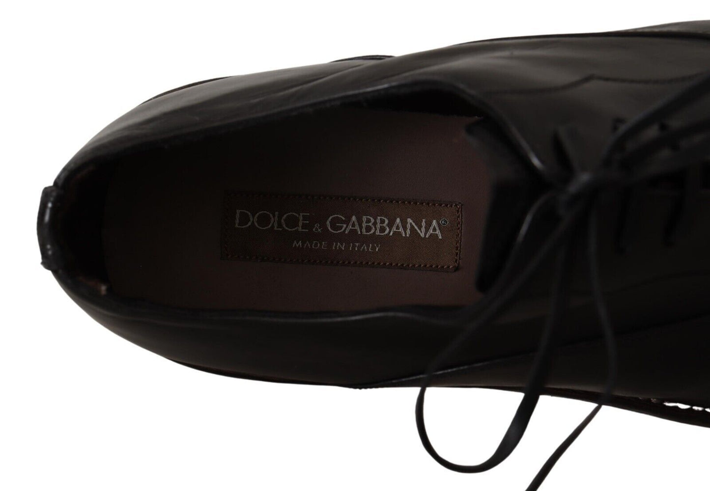 Dolce &amp; Gabbana Black Leather Mens Lace Up Derby Shoes