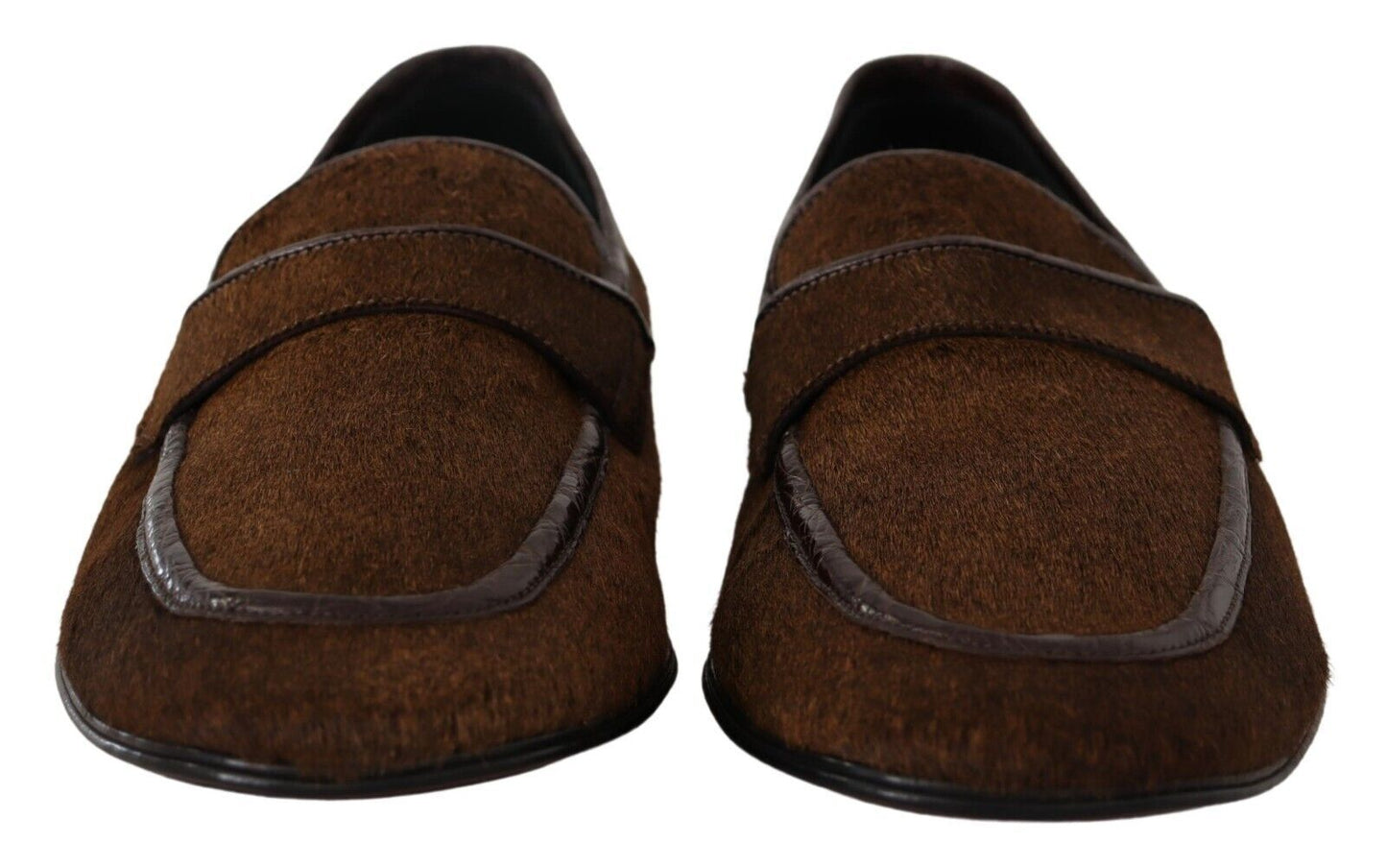 Dolce &amp; Gabbana Brown Exotic Leather Mens Slip On Loafers Shoes