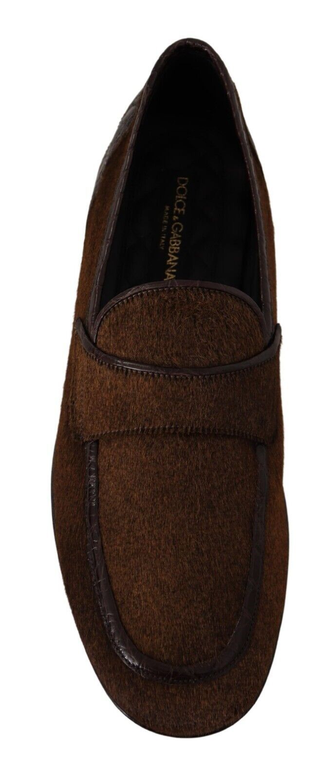 Dolce &amp; Gabbana Brown Exotic Leather Mens Slip On Loafers Shoes