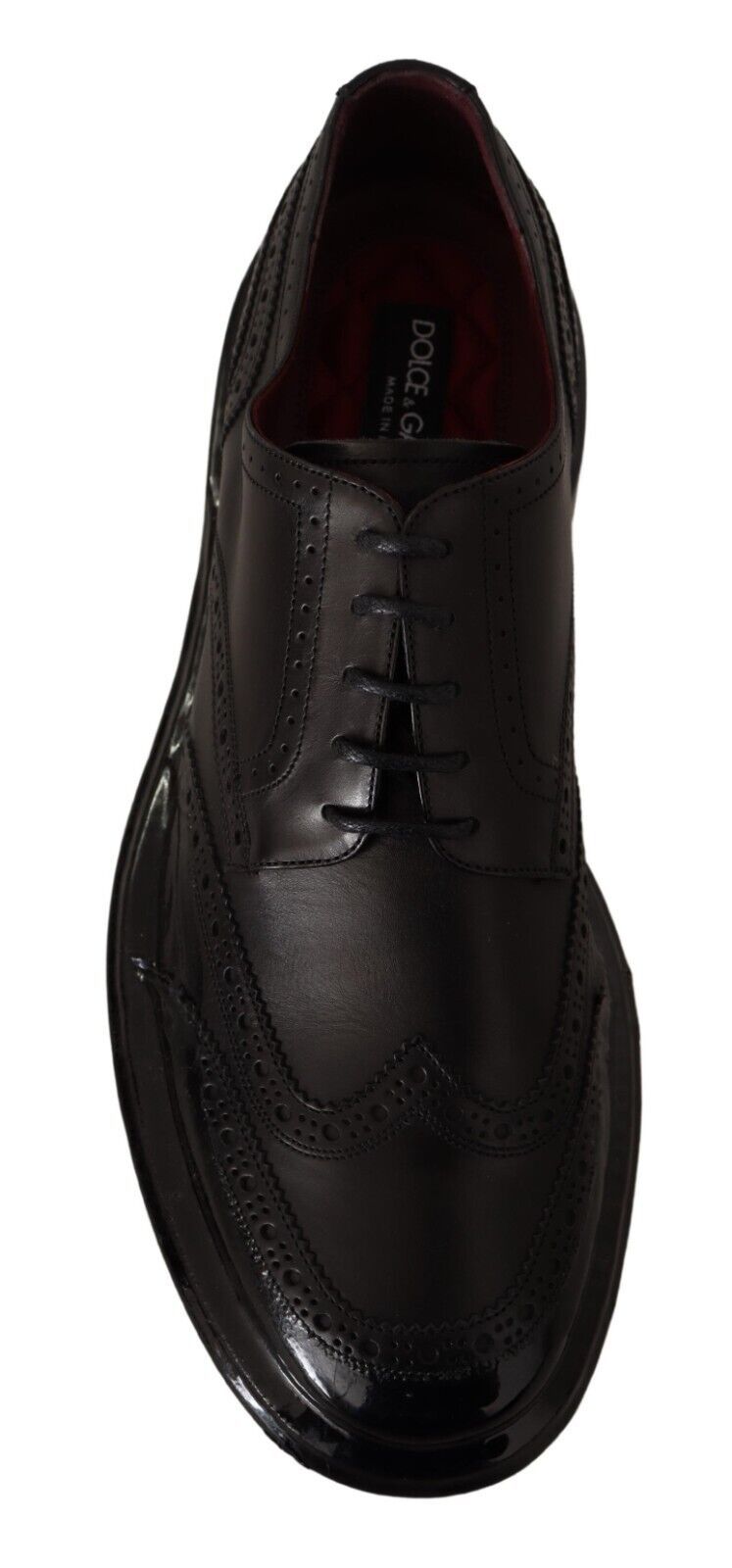 Dolce &amp; Gabbana Black Leather Oxford Wingtip Formal Derby Shoes