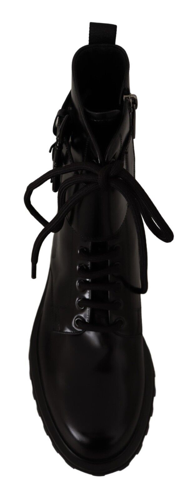 Dolce &amp; Gabbana Black Leather Combat Lace Up Mens Boots Shoes