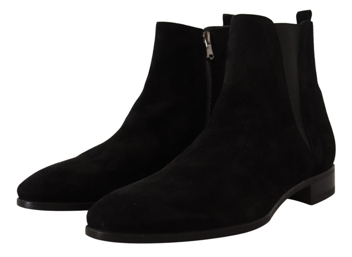 Dolce &amp; Gabbana Black Suede Leather Chelsea Mens Boots Shoes