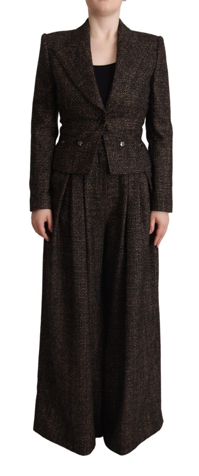 Dolce &amp; Gabbana Dark Brown Wool Single Breasted 2 Pc Jacket Pants