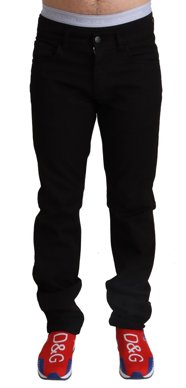 Dolce &amp; Gabbana Black Cotton Straight Men Jeans STAFF Pants