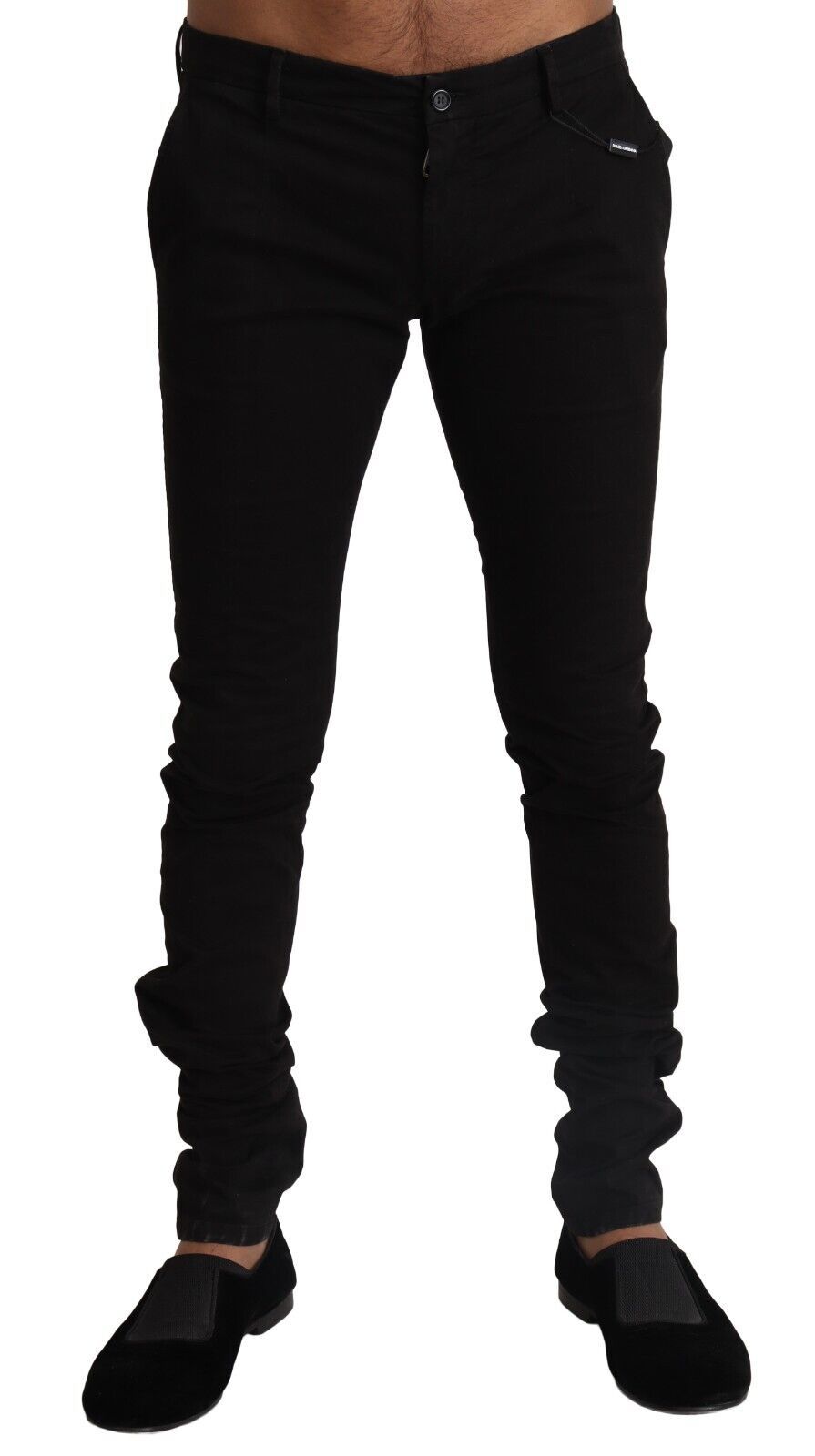 Dolce &amp; Gabbana Black Cotton Stretch Slim Fit Skinny Pants