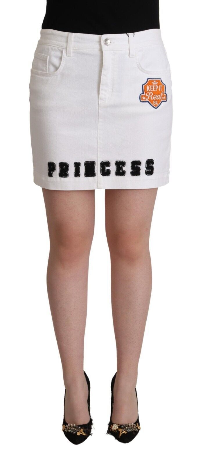 Dolce &amp; Gabbana White Princess Nagpapaganda ng Mini Denim Pencil Cut Skirt