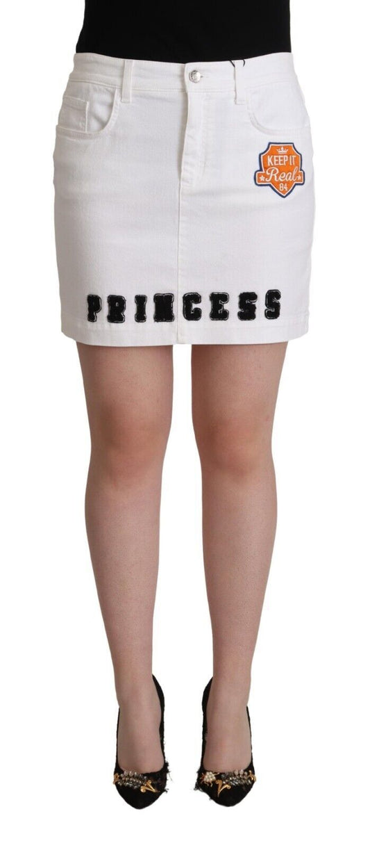 Dolce &amp; Gabbana White Princess Nagpapaganda ng Mini Denim Pencil Cut Skirt