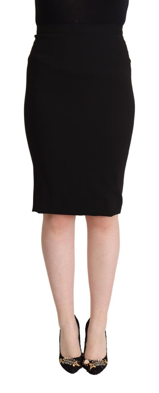 Dolce &amp; Gabbana Black High Waist Knee Length Pencil Cut Skirt