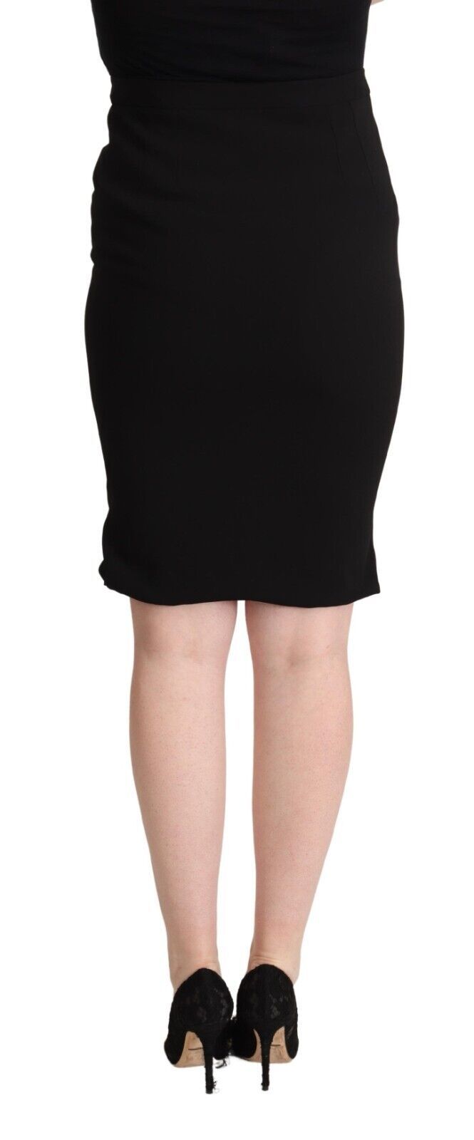 Dolce &amp; Gabbana Black High Waist Knee Length Pencil Cut Skirt