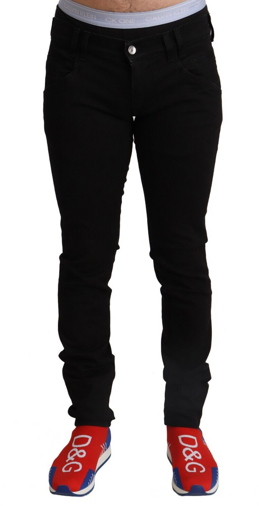 Dolce &amp; Gabbana Black Cotton Skinny Men Denim Slim Fit Jeans