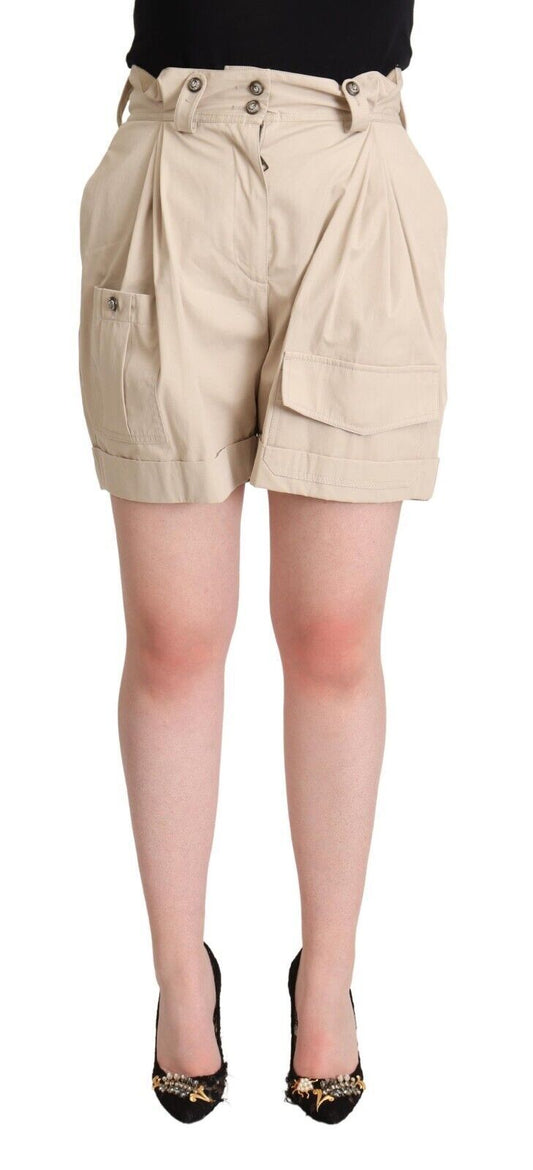 Dolce &amp; Gabbana Beige Cotton High Waist Trouser Cargo Shorts