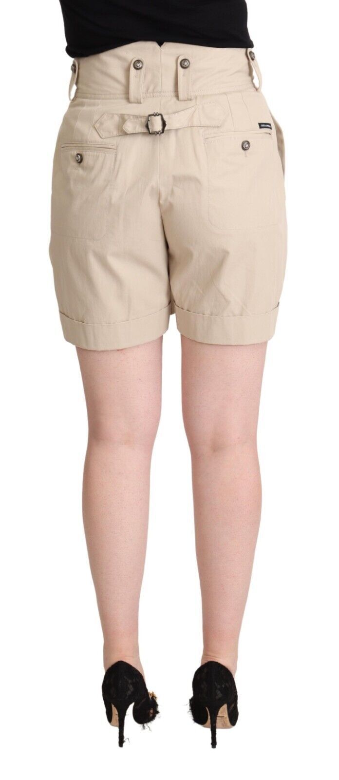 Dolce &amp; Gabbana Beige Cotton High Waist Trouser Cargo Shorts