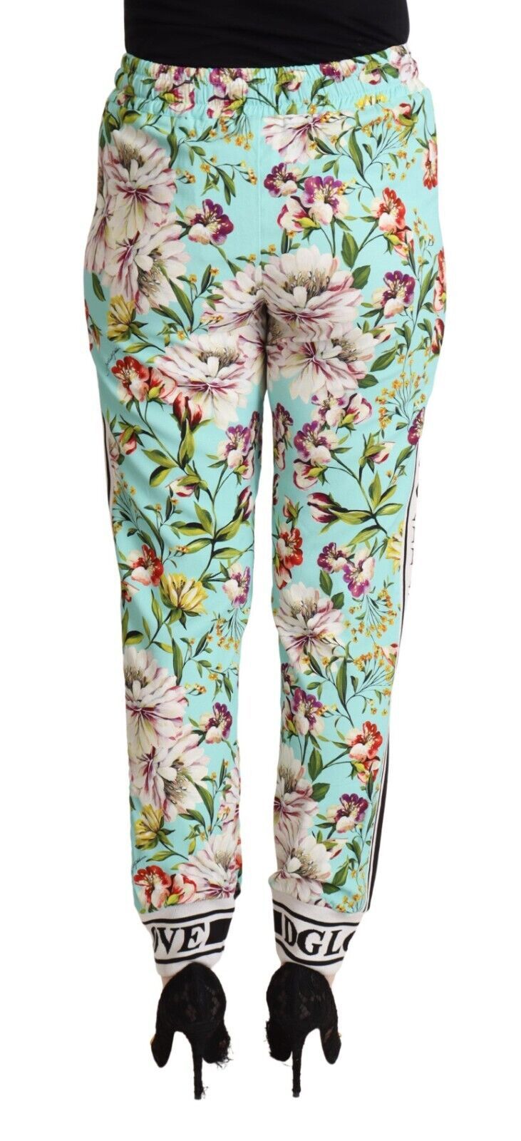 Dolce &amp; Gabbana Green Floral Print Mid Waist Trouser Jogger Pants