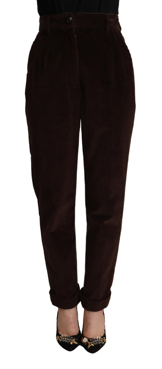 Dolce &amp; Gabbana Bordeaux Corduroy Cotton Trouser Tapered Pants