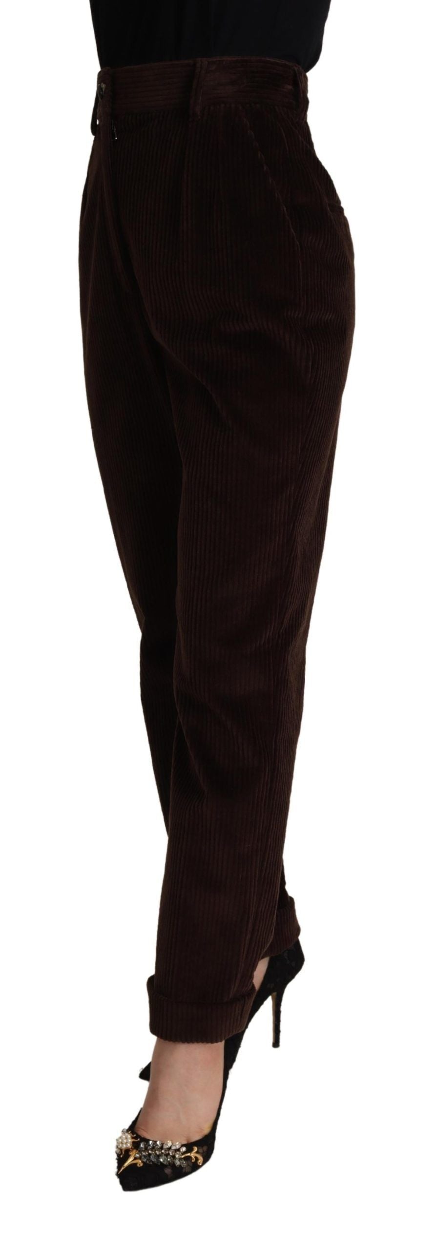 Dolce &amp; Gabbana Bordeaux Corduroy Cotton Trouser Tapered Pants