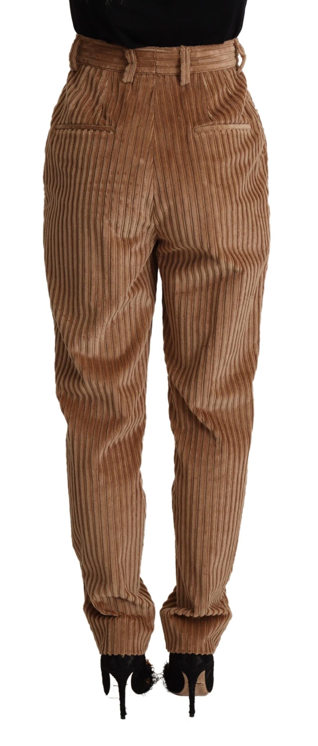 Dolce &amp; Gabbana Brown Corduroy Cotton Trouser Tapered Pants