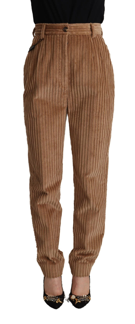 Dolce &amp; Gabbana Brown Corduroy Cotton Trouser Tapered Pants