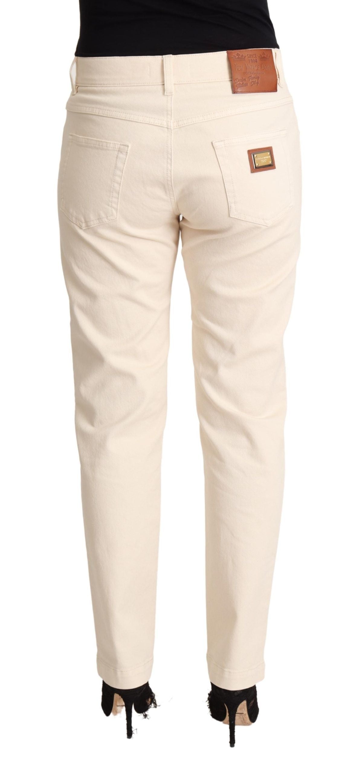 Dolce &amp; Gabbana White Cotton Skinny Denim Women Jeans Pants