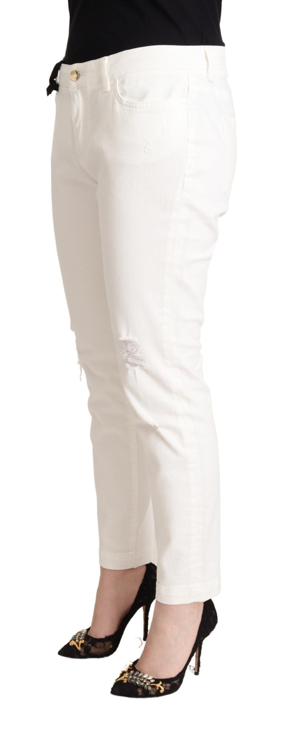 Dolce &amp; Gabbana White Cotton Skinny Denim Women Pretty Jeans