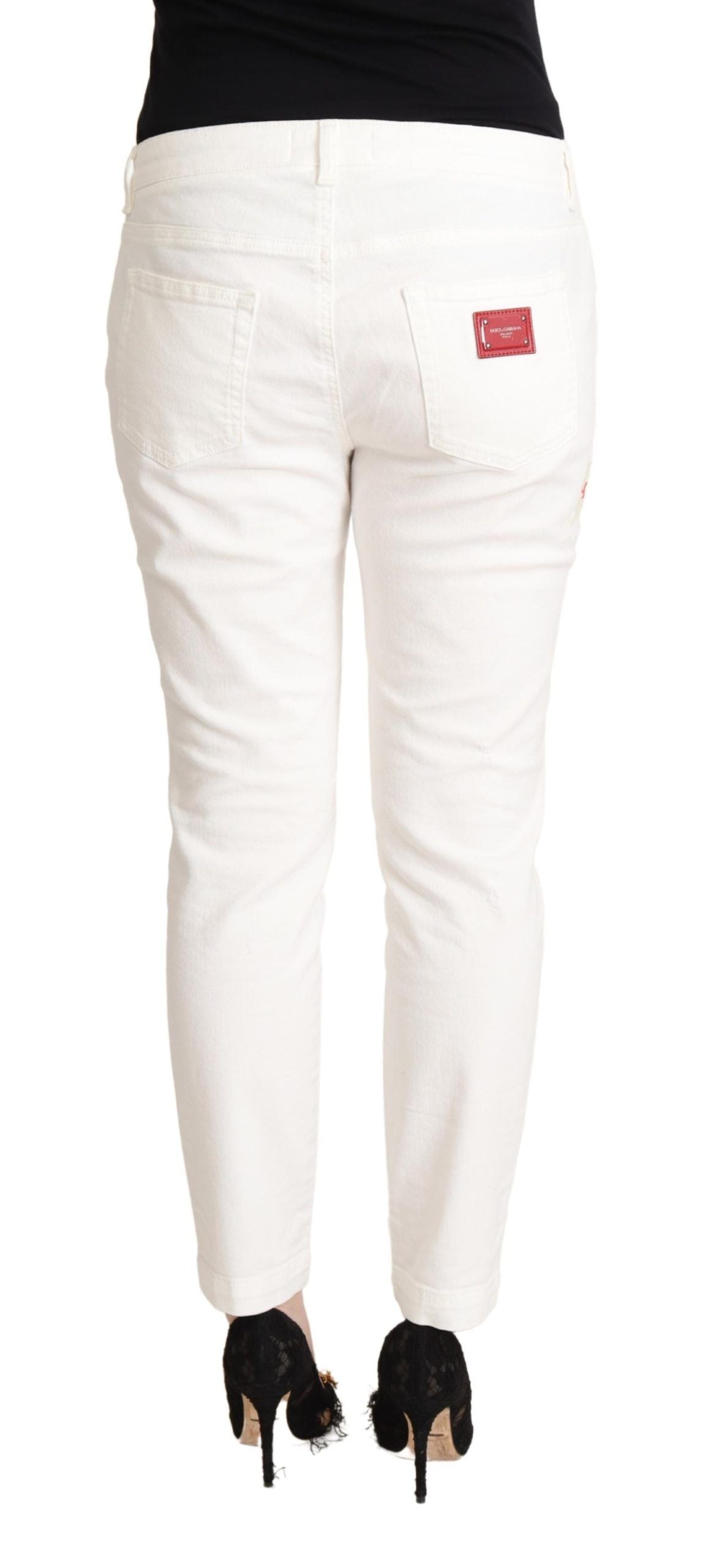 Dolce &amp; Gabbana White Cotton Skinny Denim Women Pretty Jeans