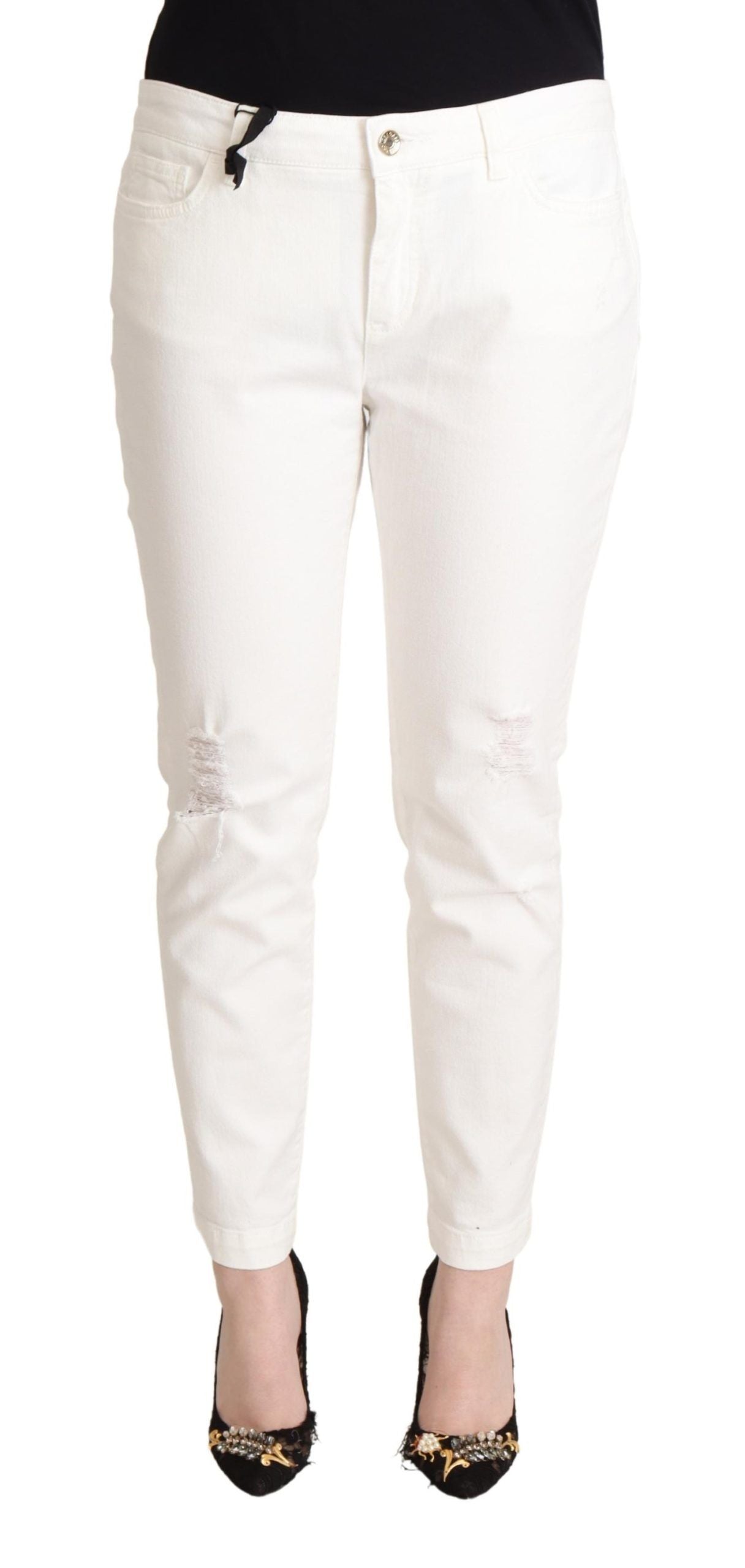 Dolce &amp; Gabbana White Cotton Skinny Denim Women Pretty Jeans