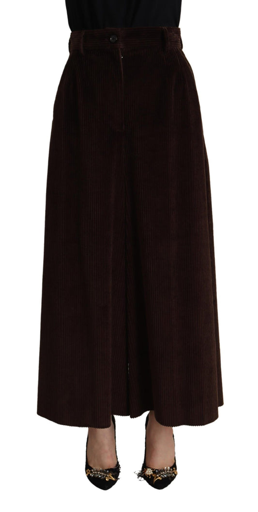 Dolce &amp; Gabbana Bordeaux Corduroy Cotton Trouser Wide Leg Pantalon