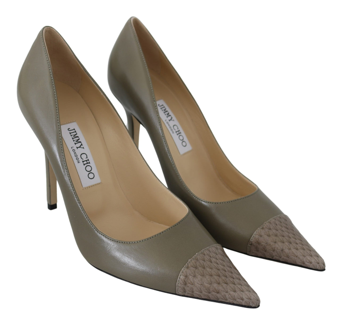 Jimmy Choo kieselgrüne Amika-Pumps aus Leder