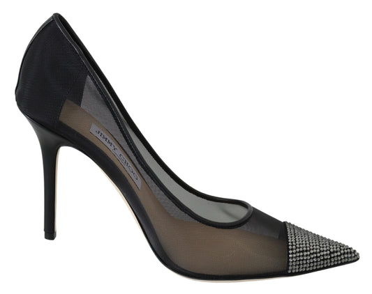 Jimmy Choo Black Mesh Amika 85 Diamond Pumps Schuhe