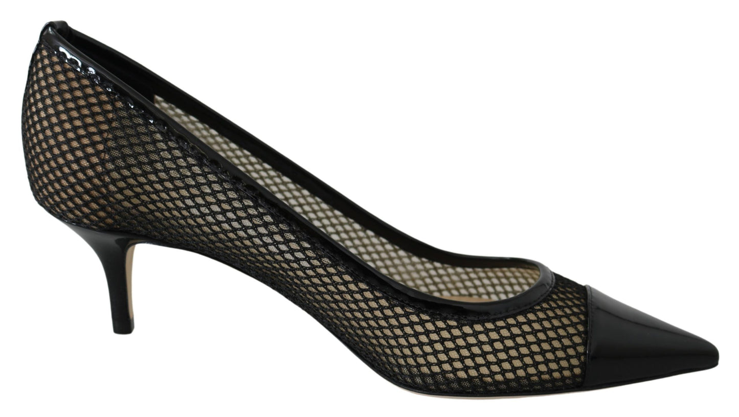 Jimmy Choo Black Mesh at Leather Amika 50 Pumps