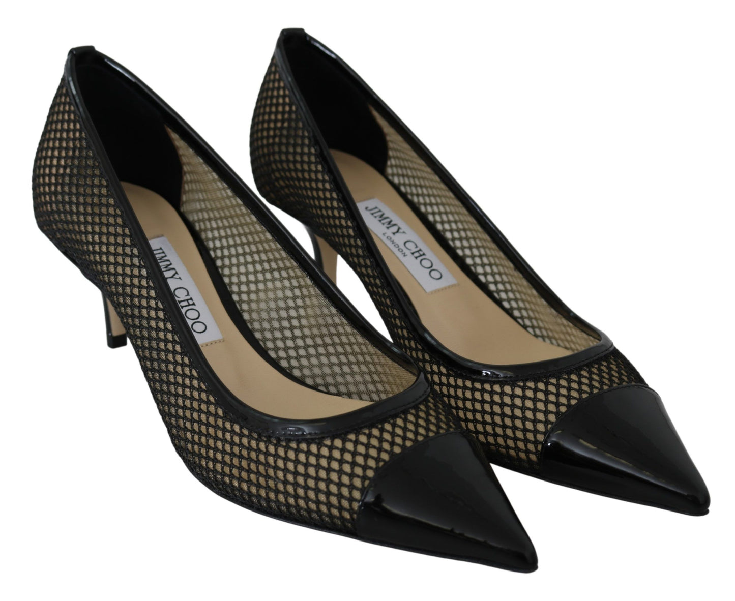 Jimmy Choo Black Mesh at Leather Amika 50 Pumps