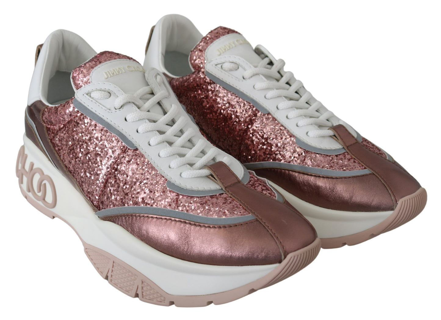 Rosa Candyfloss-Leder-Raine-Sneaker von Jimmy Choo