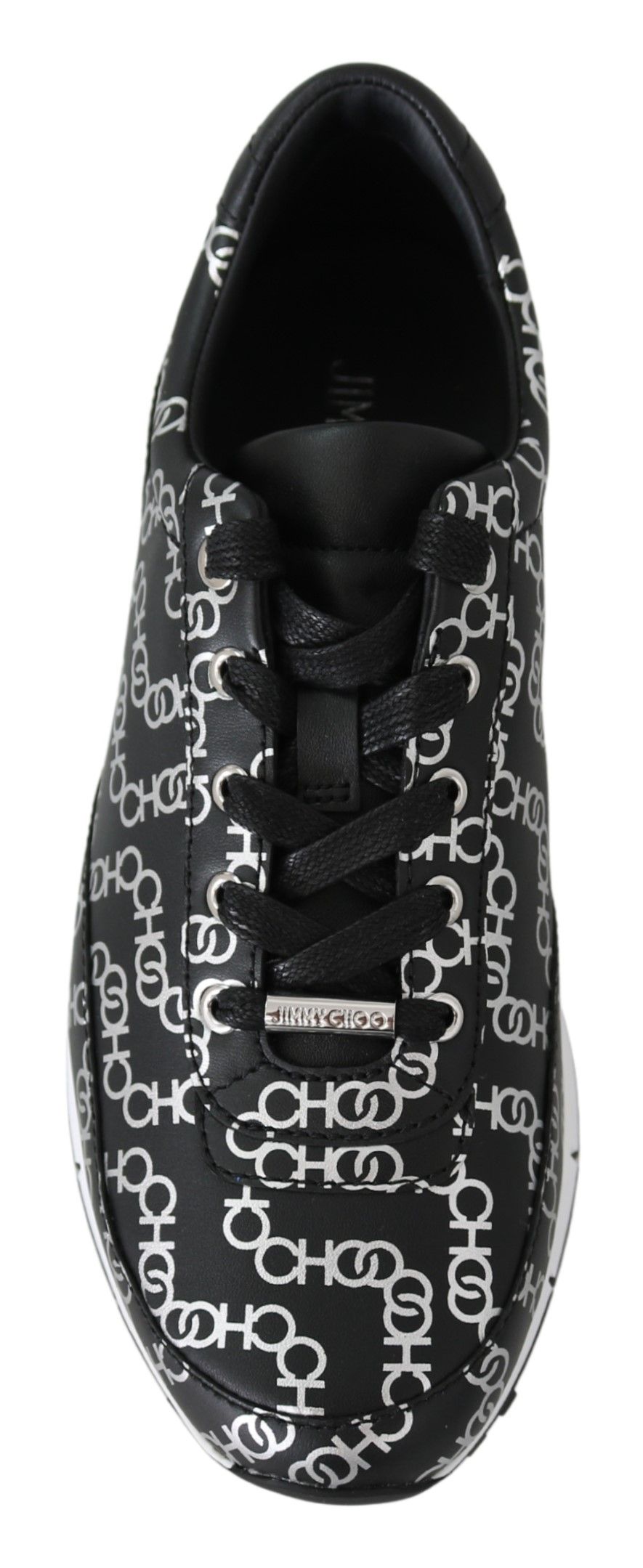 Jimmy Choo Black at Silver Leather Monza Sneakers