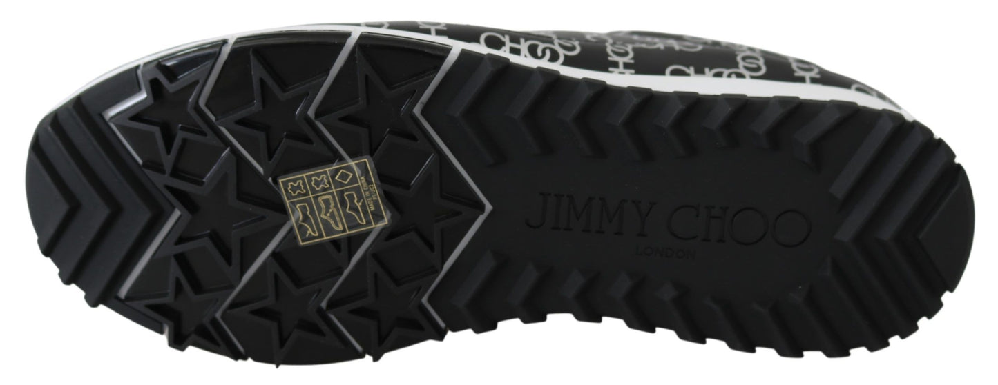 Jimmy Choo Black at Silver Leather Monza Sneakers