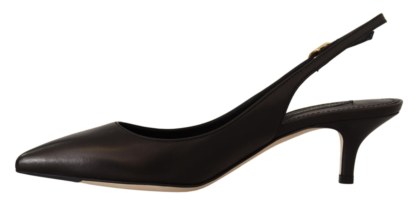 Dolce &amp; Gabbana Schwarze Leder-Slingbacks-Pumps-Schuhe