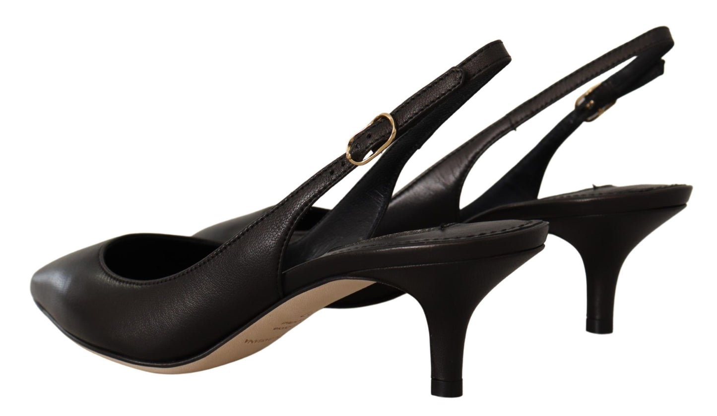 Dolce &amp; Gabbana Schwarze Leder-Slingbacks-Pumps-Schuhe