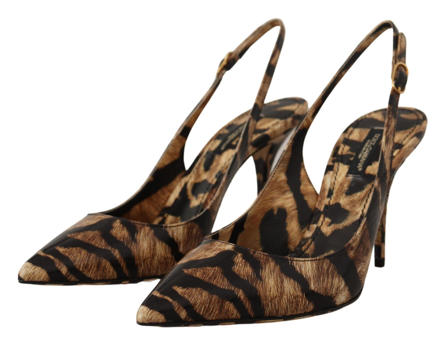 Dolce &amp; Gabbana Brown Slingbacks Leather Tiger Shoes