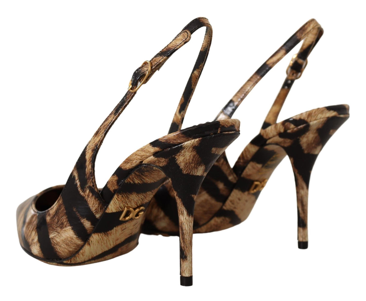 Dolce &amp; Gabbana Brown Slingbacks Leather Tiger Shoes