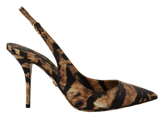 Dolce &amp; Gabbana Brown Slingbacks Leather Tiger Shoes