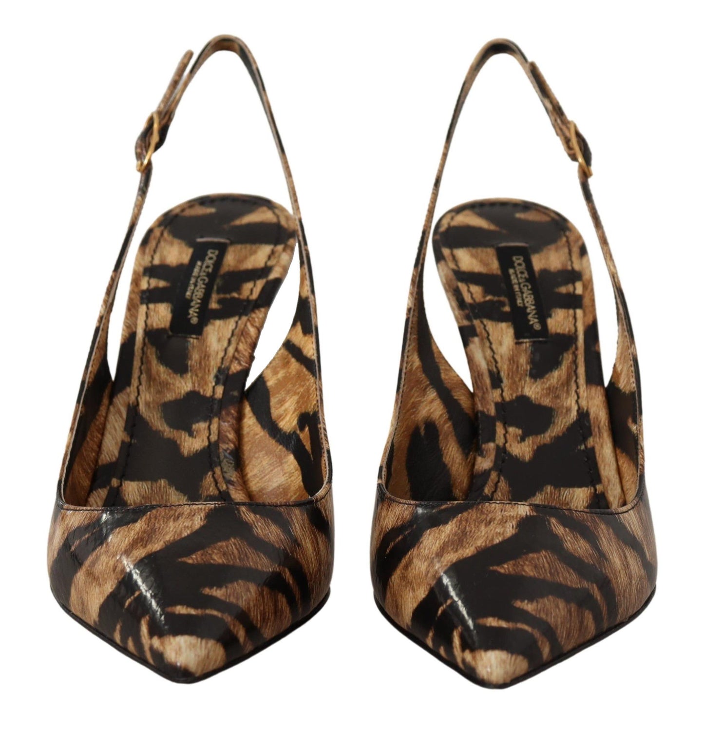 Dolce &amp; Gabbana Brown Slingbacks Leather Tiger Shoes