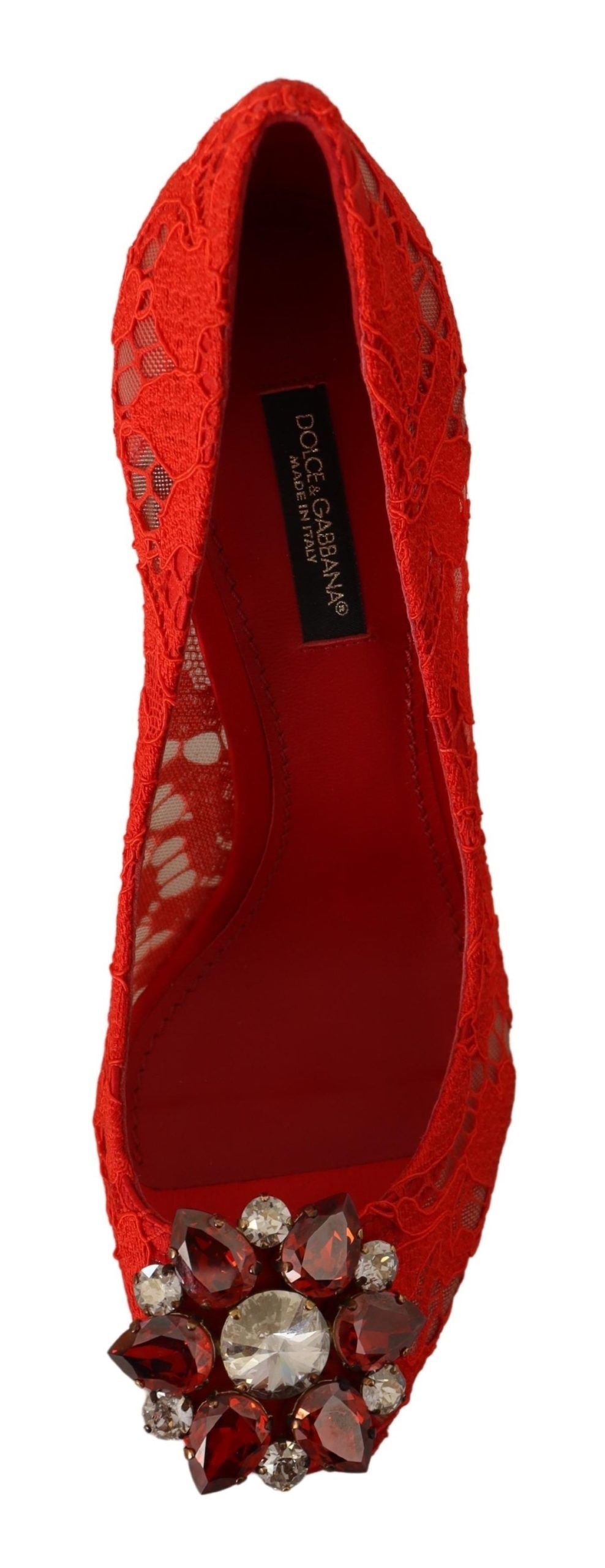 Dolce &amp; Gabbana Red Taormina Lace Crystal Heels Pumps