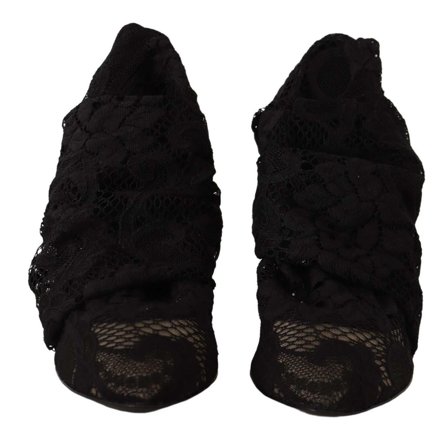 Dolce &amp; Gabbana Black Stretch Socks Taormina Lace Boots Shoes